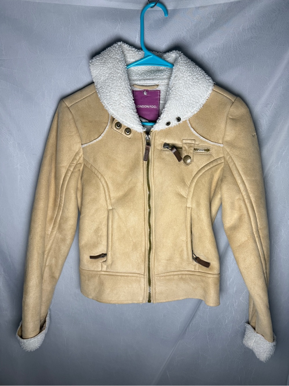 London Fog Girls Large 14-16 Faux Suede Sherpa Jacket